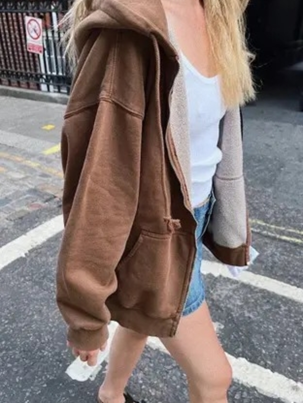 Brandy Melville Brown Oversized Christy Full Zip Hoodie